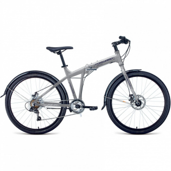 Велосипед FORWARD TRACER 26 2.0 disc (26"7 ск. рост 19" скл.) 2020-2021, серый/синий,
