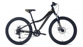 Велосипед FORWARD TWISTER 24 2.0 D (24" 7 ск. рост. 12") 2024, черный/бежевый